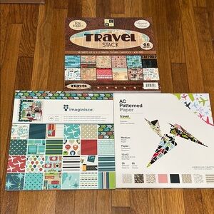 Three Travel themed 12 x 12 scrapbook packs